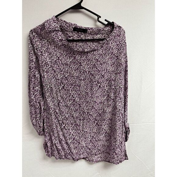 The Limited Womens Popover Long Sleeve tunic Blouse Purple white Size Medium - Picture 6 of 7